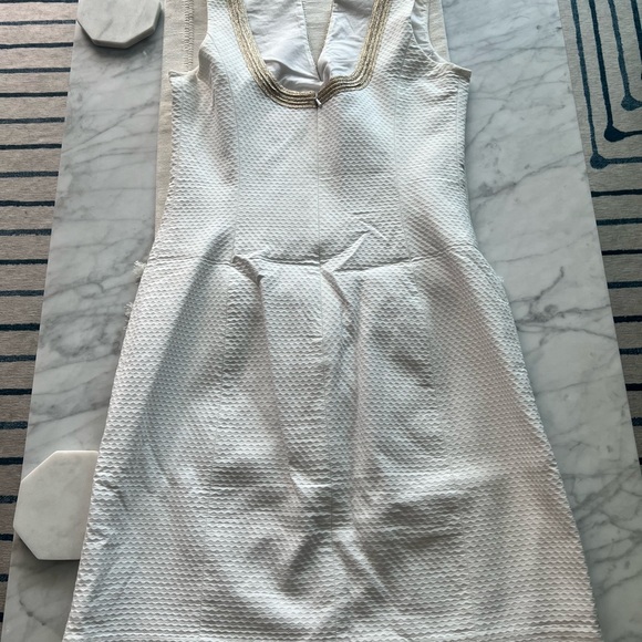 Lilly Pulitzer Jane Shift Dress in White and Gold 00 - Picture 5 of 9